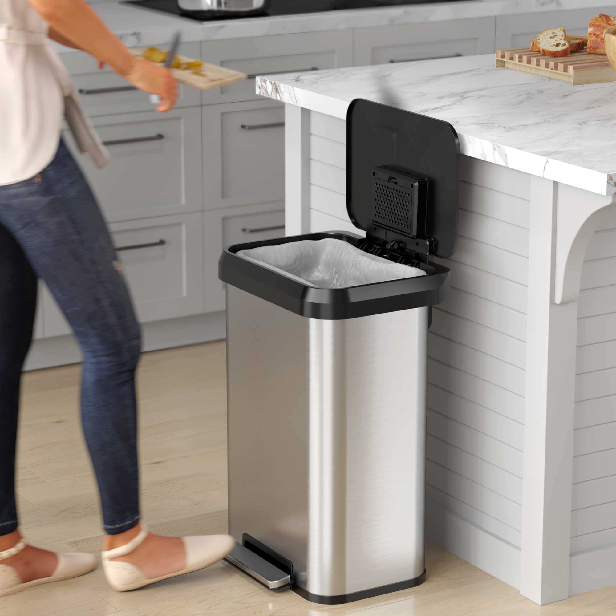 itouchless-softstep-exp-50l-13-2-gallon-stainless-steel-step-pedal-kitchen-trash image 4