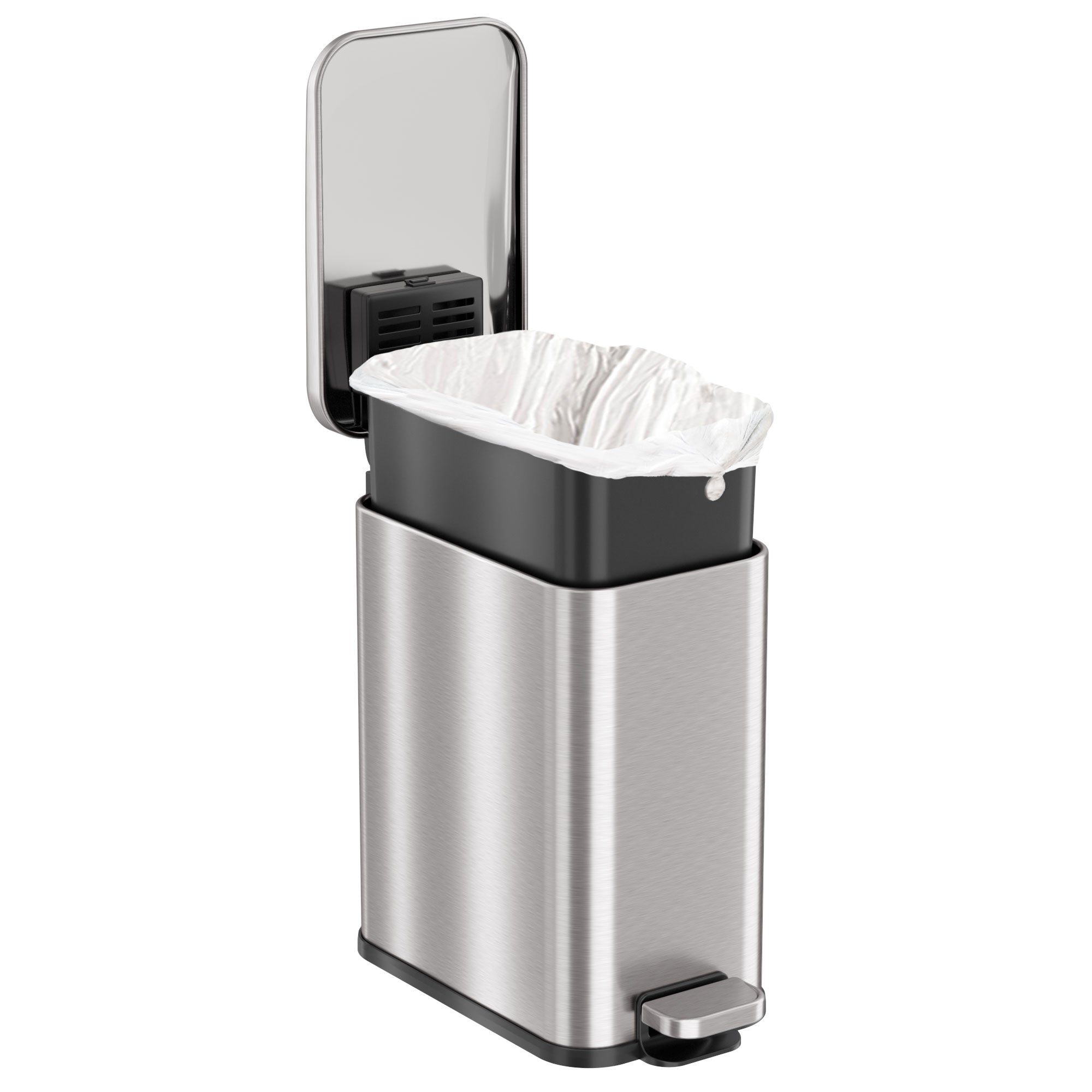 itouchless-softstep-5-liter-1-32-gallon-slim-stainless-steel-step-bathroom-trash image 4