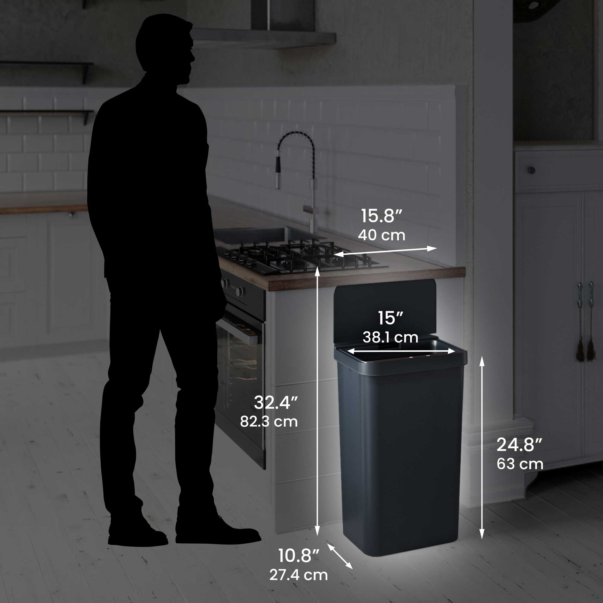 itouchless-prime-13-2-gallon-50-liter-black-plastic-touchless-sensor-trash-can-w image 6