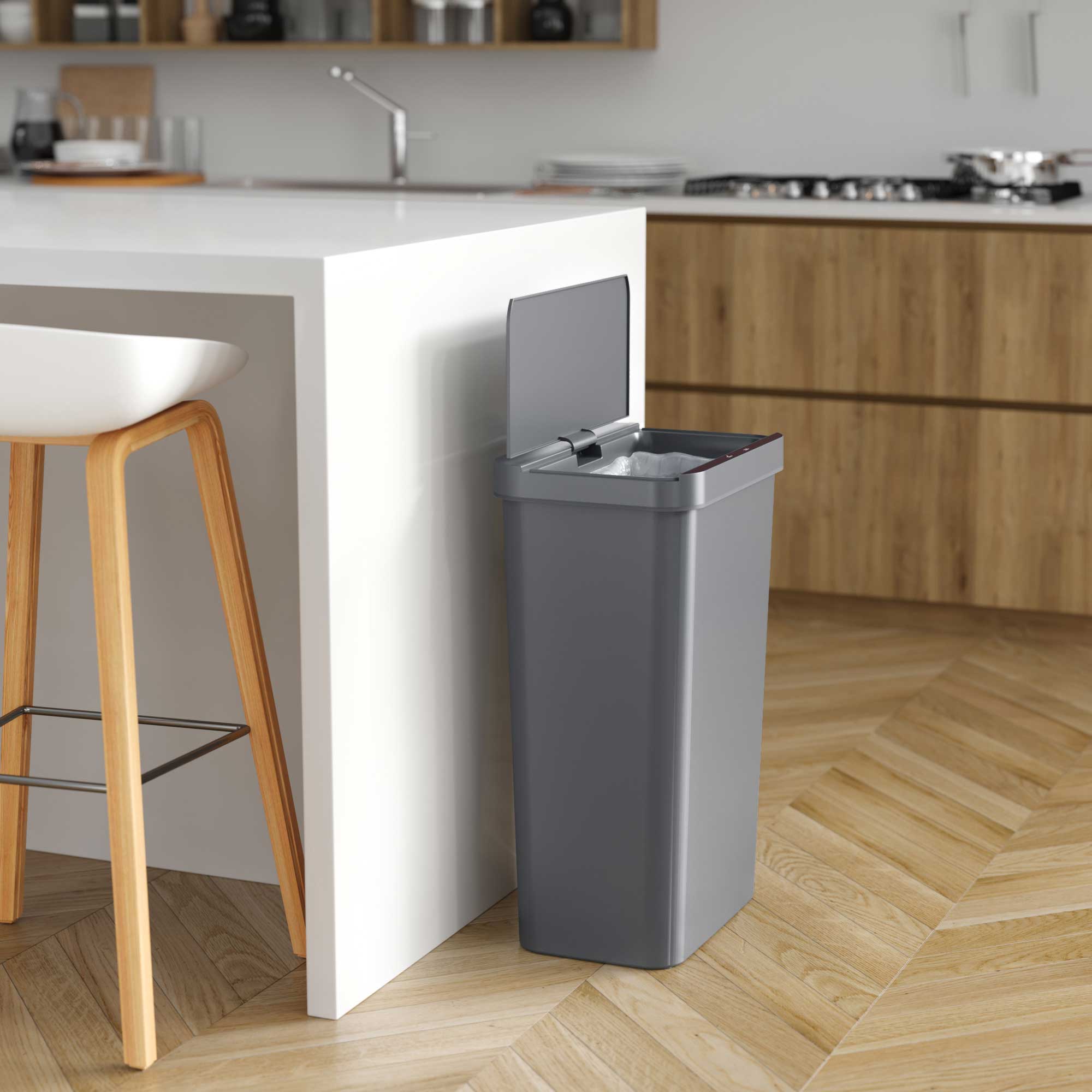 itouchless-50-liter-13-2-gallon-prime-gray-plastic-sensor-kitchen-trash-can image 3