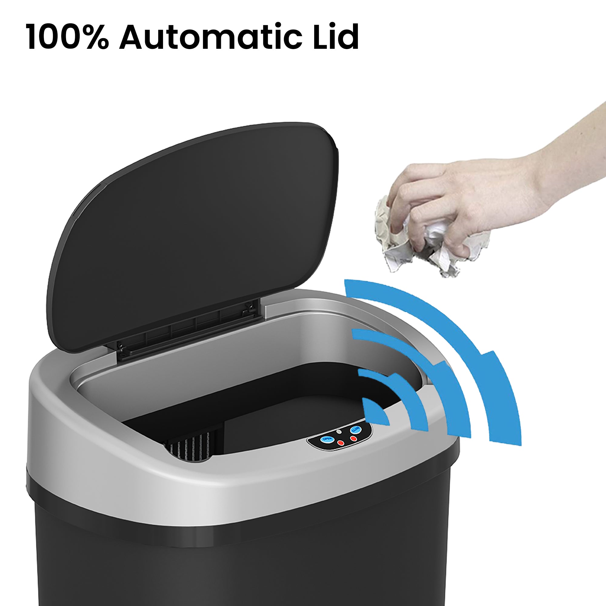 itouchless-13-gallon-50l-oval-black-plastic-sensor-kitchen-trash-can-with-absorb image 2