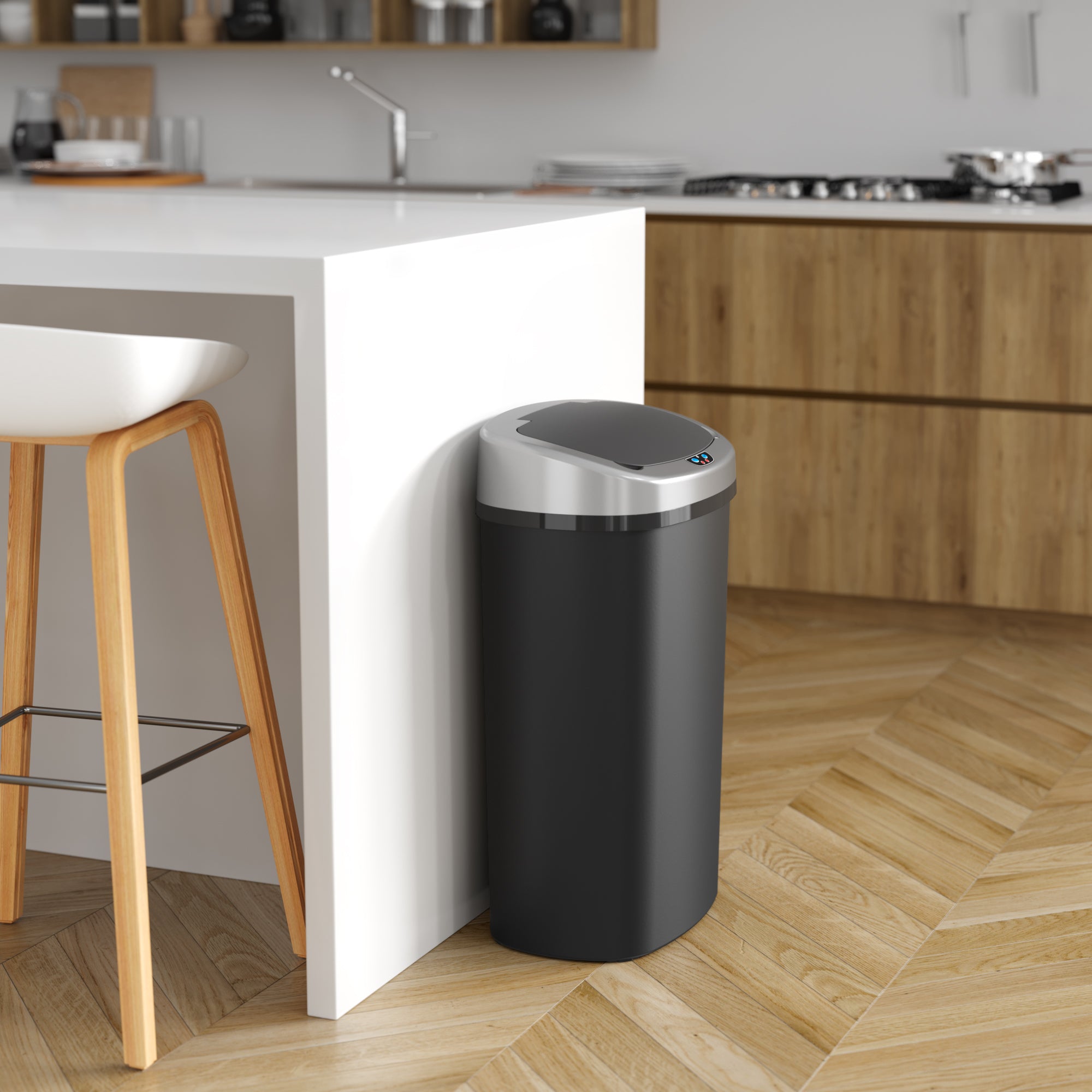 itouchless-13-gallon-50l-oval-black-plastic-sensor-kitchen-trash-can-with-absorb image 5