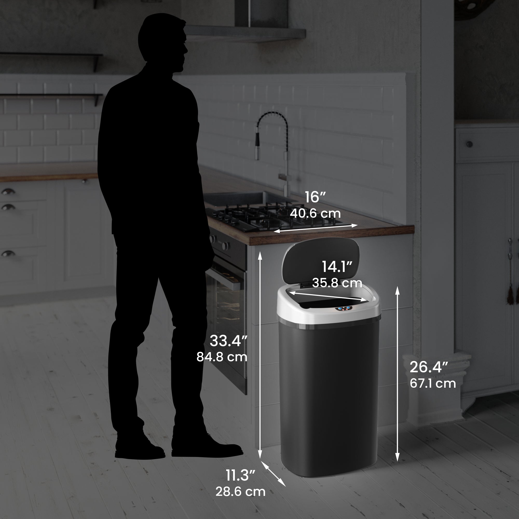 itouchless-13-gallon-50l-oval-black-plastic-sensor-kitchen-trash-can-with-absorb image 6